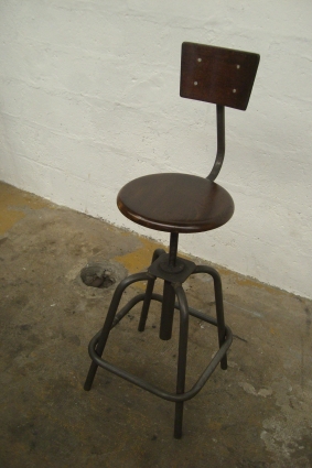 Task chair (high/adjustable) - molded wood & patinated steel