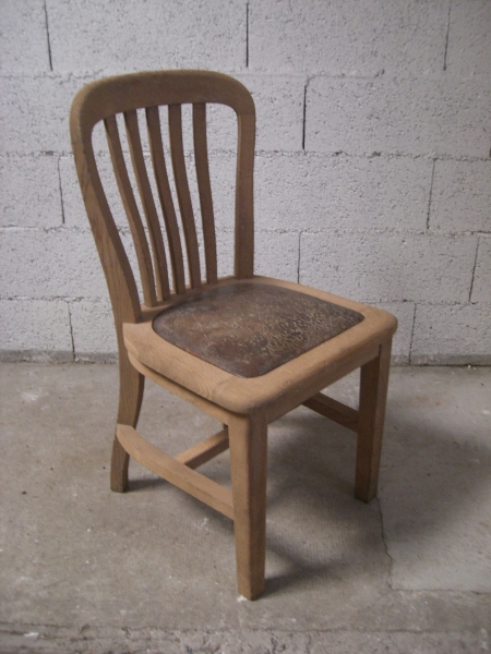 Vintage Oak (Sablé) & Leather Chair 20