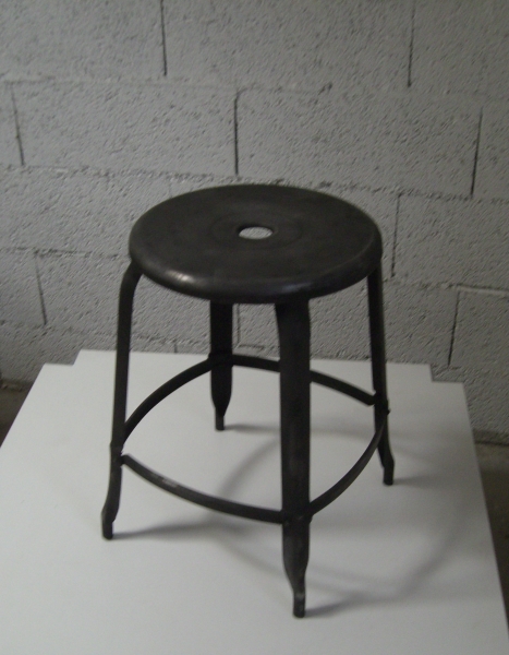 Vintage Industrial 4-legged Stool with Hole 3a